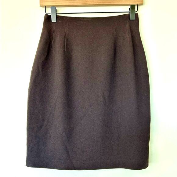 Vintage Emanuel Ungaro Brown Skirt Size 2 Petite Elegant Classic EUC Workwear - Picture 1 of 8